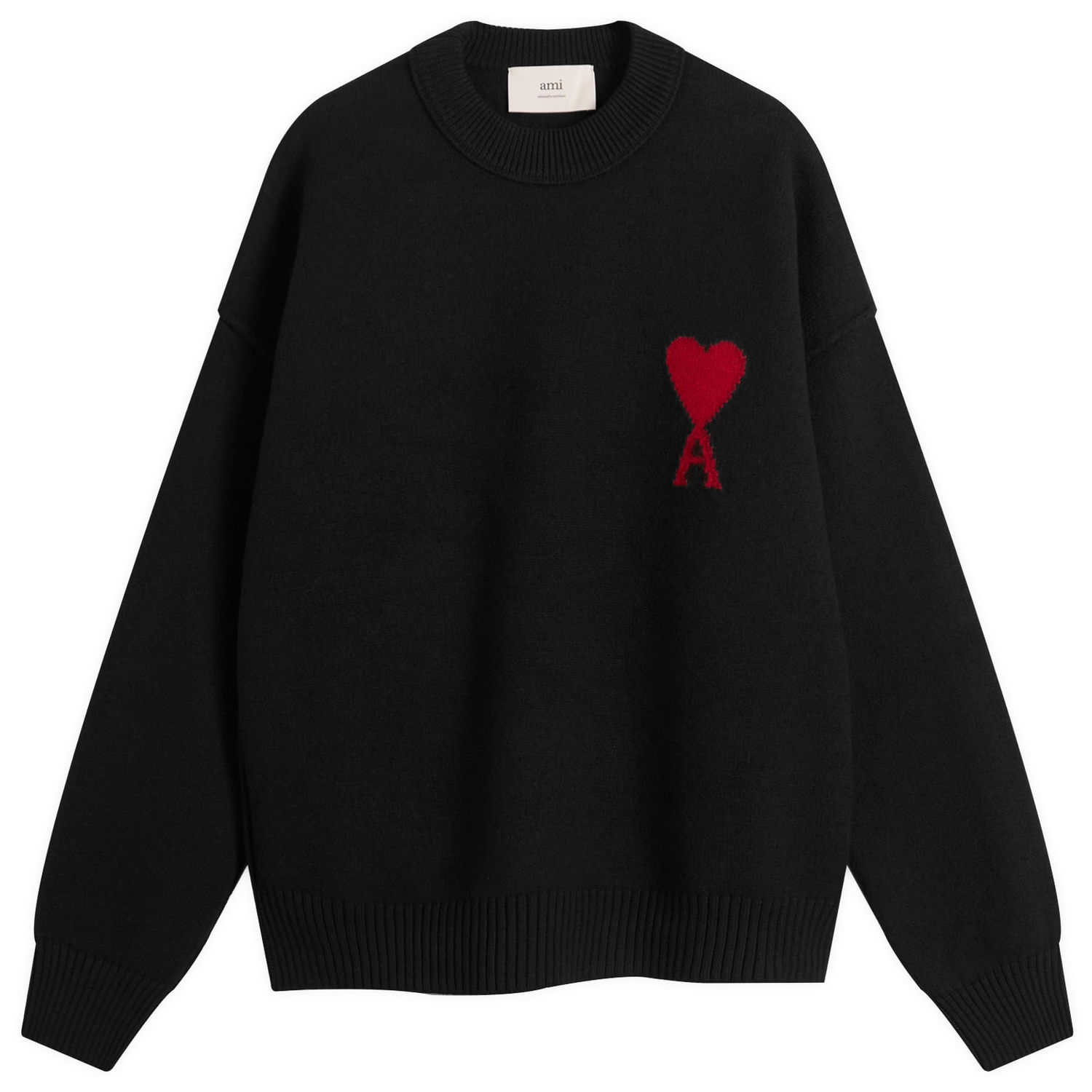 Sveter AMI Men's Merino Wool ADC Crew Neck Jumper, Size Large Čierna | H25UKS838-018-009H25, 1