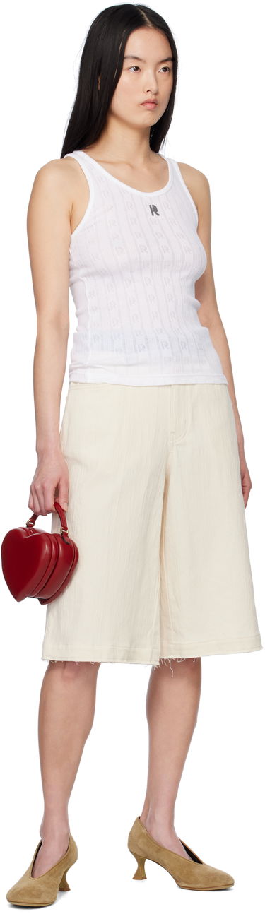 Šortky Moschino Moschino Jeans Textured Cotton Hemp Shorts Biela | 251K20345, 3