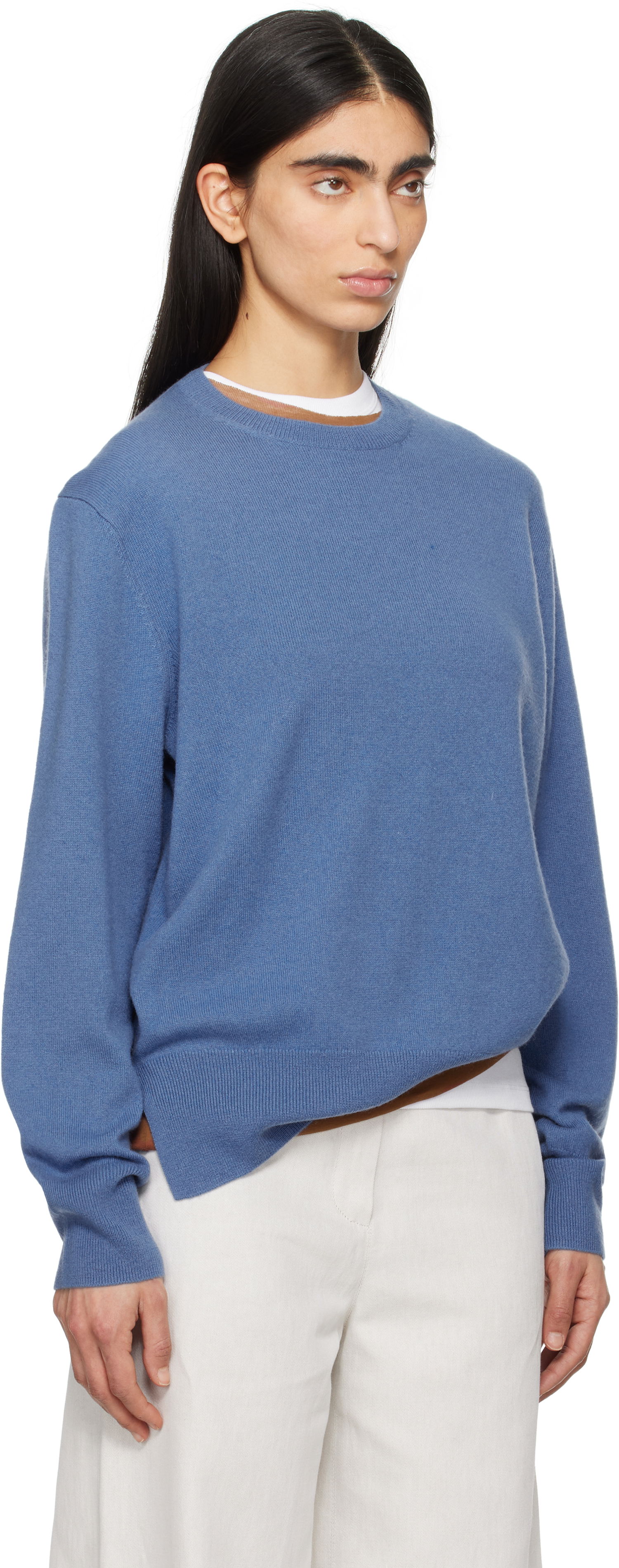 Sveter TOTEME TOTEME Crew-Neck Cashmere Knit Sweater Modrá | 252-WRT1734-YA0016, 1