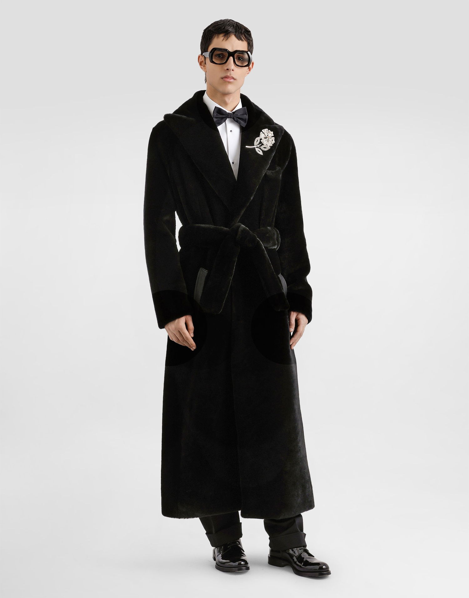 Kabáty Dolce & Gabbana Dolce & Gabbana Double-breasted Shearling Coat Čierna | G054XLFUPQPN0000, 1