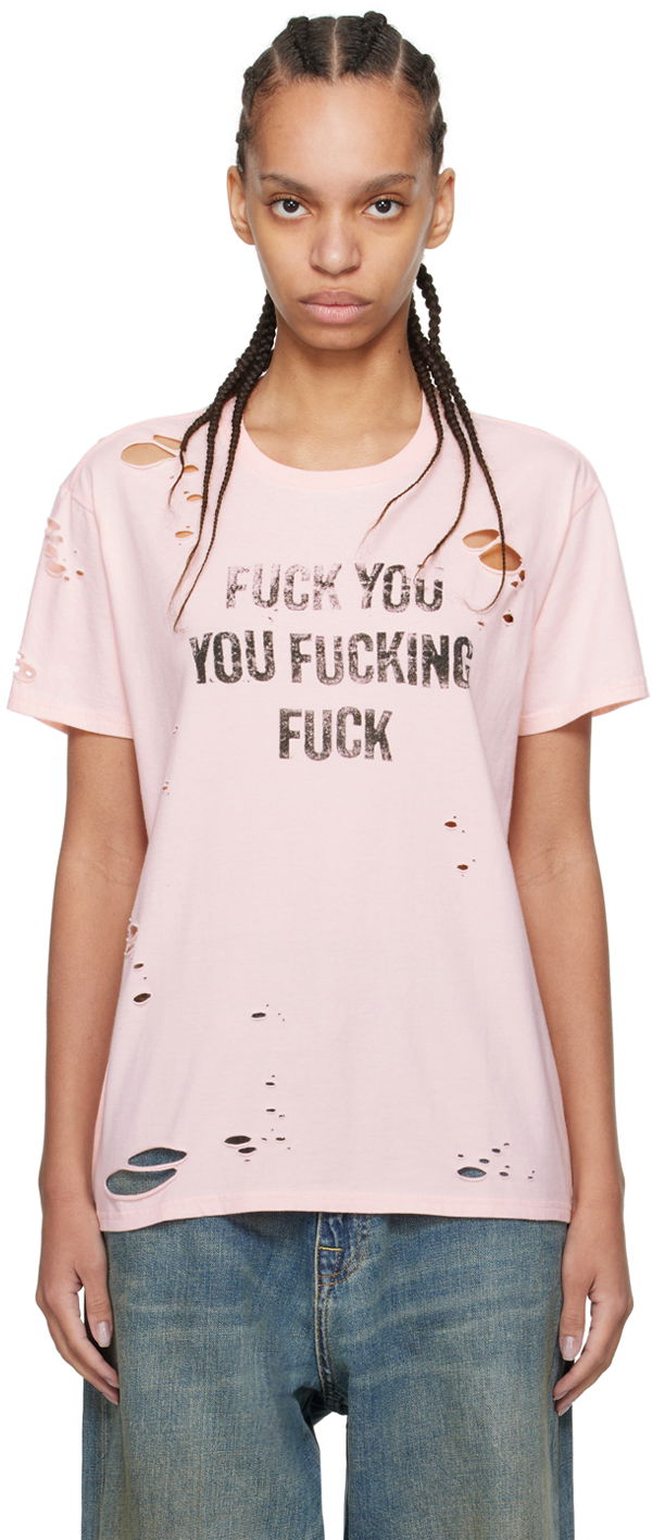 Tričko R13 R13 Printed Distressed T-Shirt Ružová | R13WK001-016YY, 0