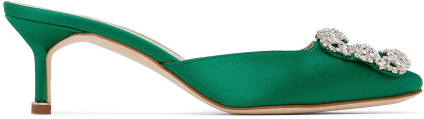 Šperky Manolo Blahnik Manolo Blahnik Hangisimu 50 Satin Mules Zelené | 9XX-0722