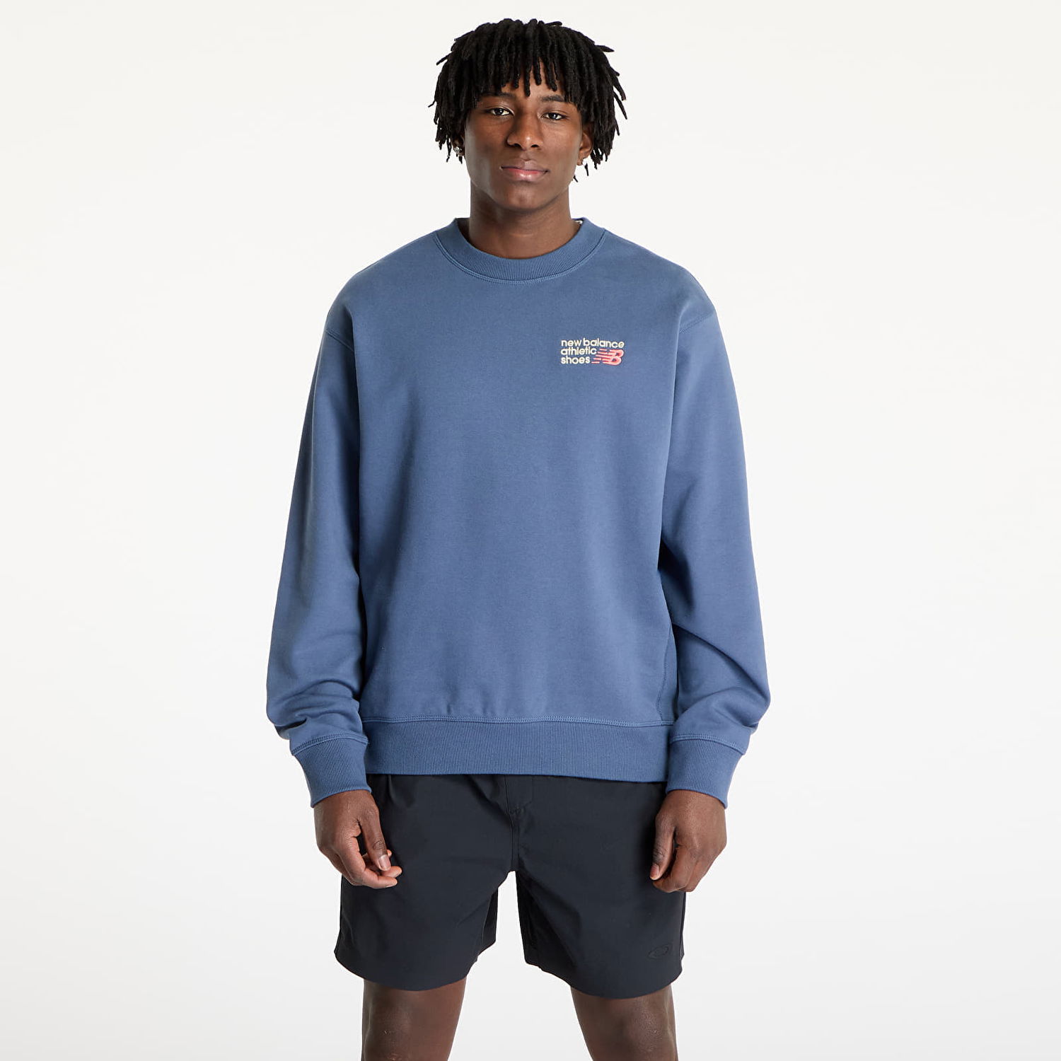 Sveter New Balance Athletics Premium Logo Crew Sweatshirt Modrá | MT41547VTI, 0