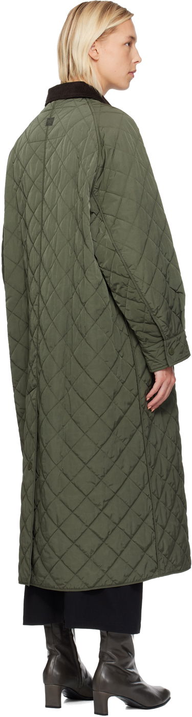 Kabáty Max Mara Coccole Quilted Long Coat with Corduroy Collar Zelené | 2525496092600, 2
