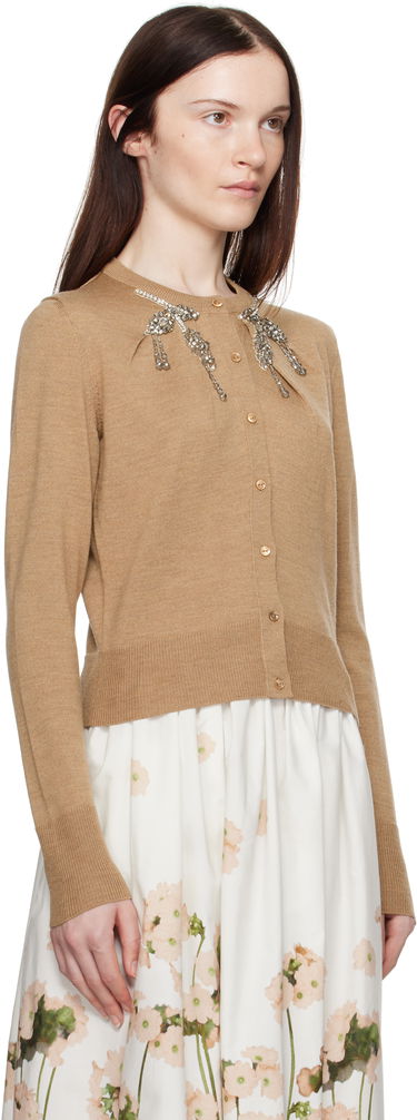 Sveter Erdem Erdem Cropped Embellished Cardigan Hnedá | PS25_KT9_CADWK, 1