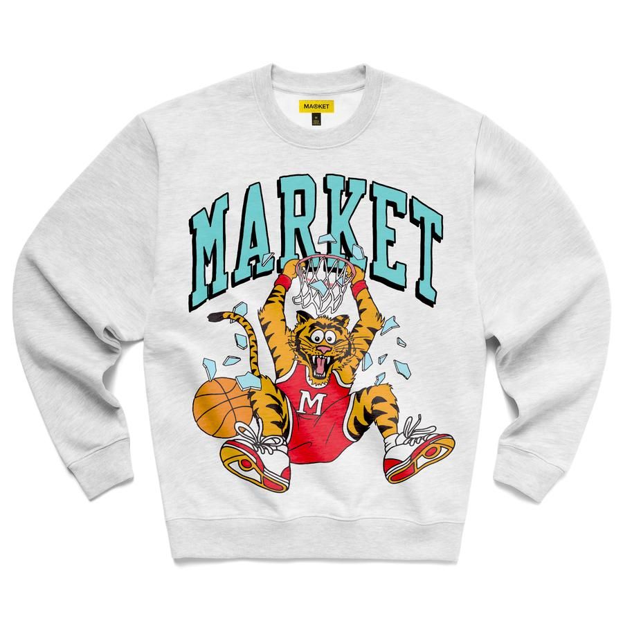 Mikina MARKET Dunking Cat Crewneck Sweatshirt Šedá | 396000076/0016, 1