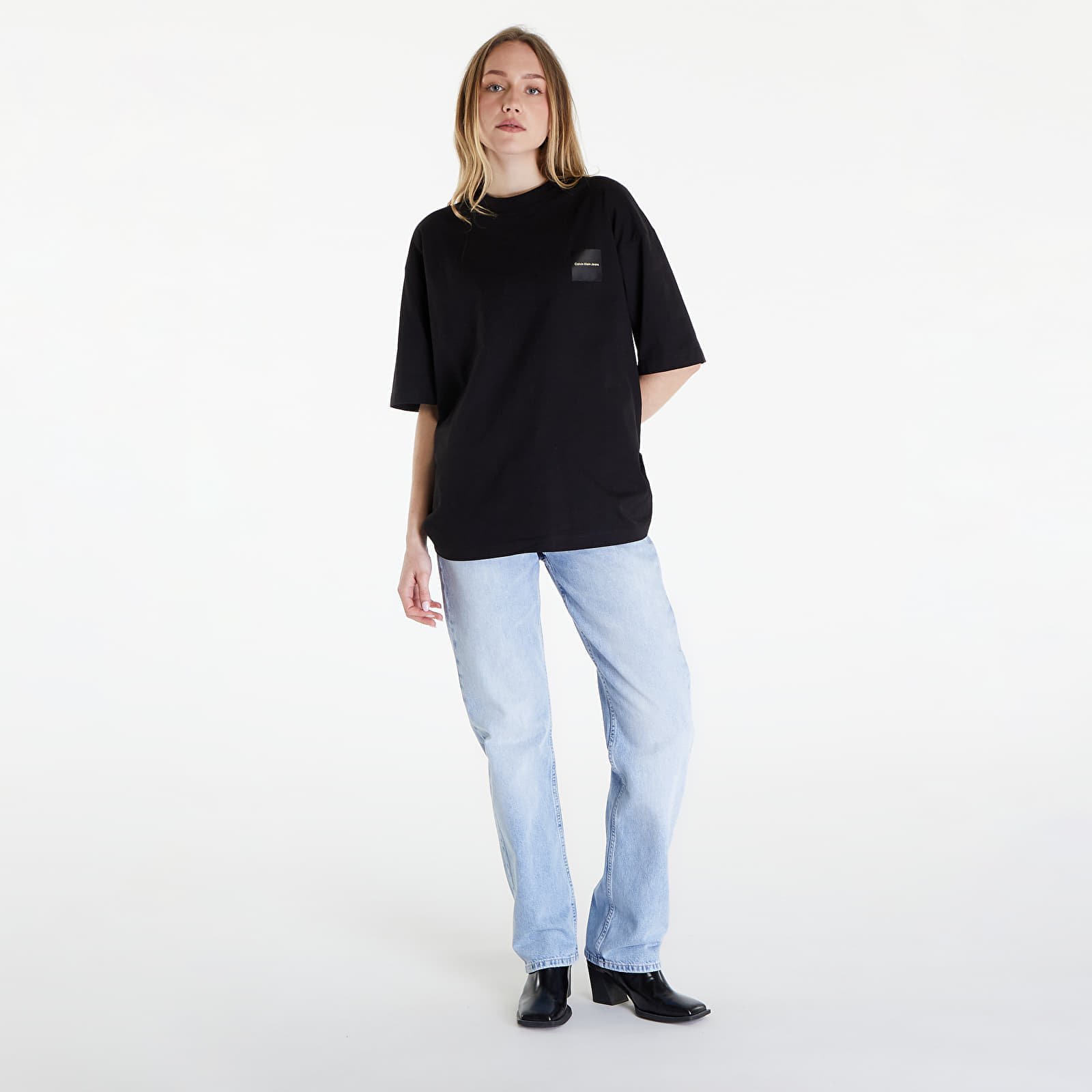 Jeans Warp Logo Boyfriend Short Sleeve Tee Black