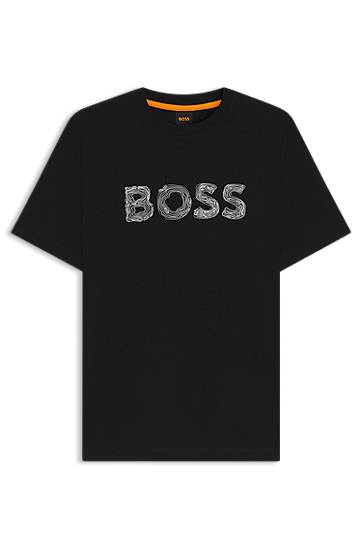 Tričko BOSS Regular-fit T-shirt in cotton with logo artwork Čierna | 50554616