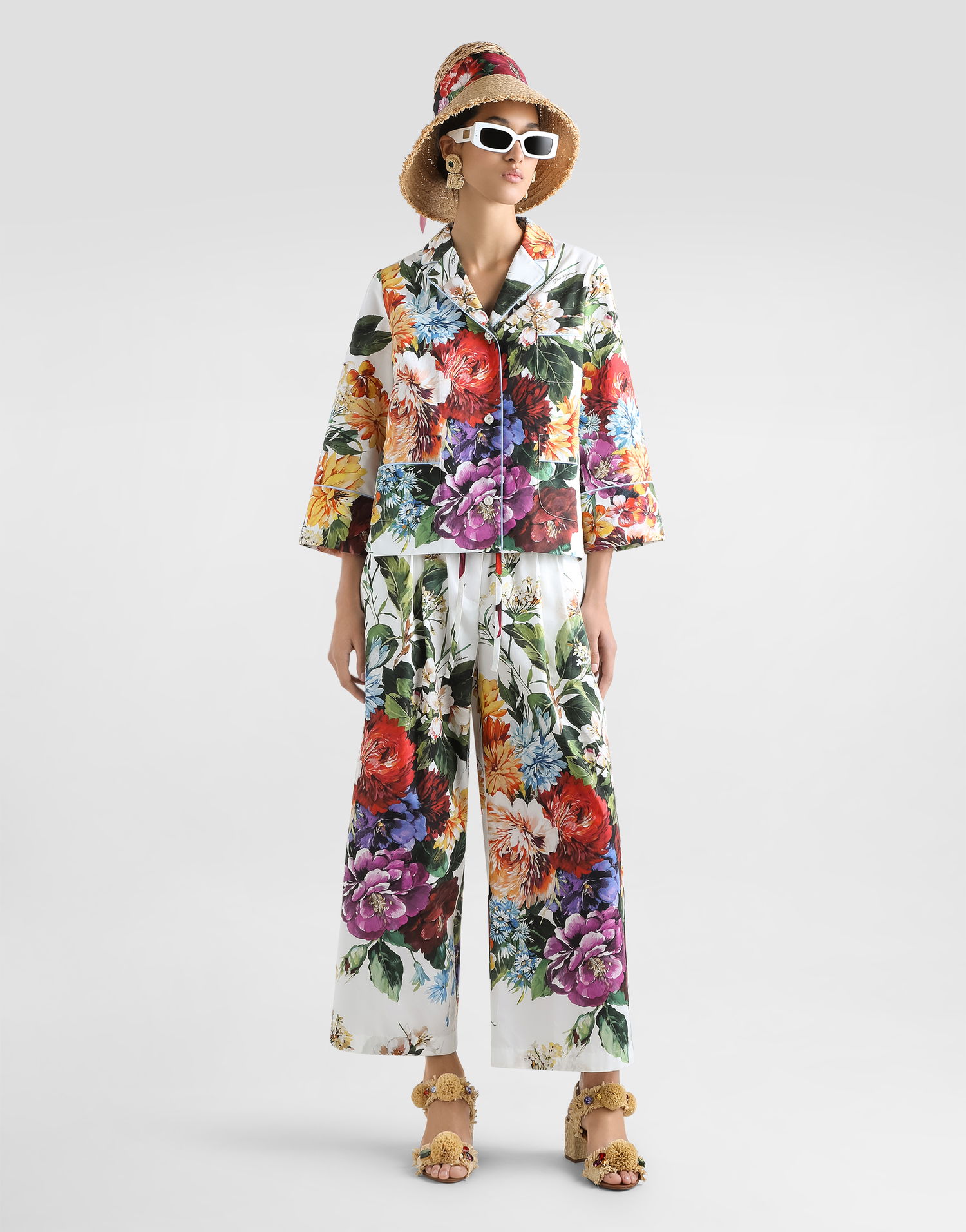 Košeľa Dolce & Gabbana Dolce & Gabbana Flower-Bouquet Print Poplin Shirt Biela | F5T65THS5TRHA5PC, 1