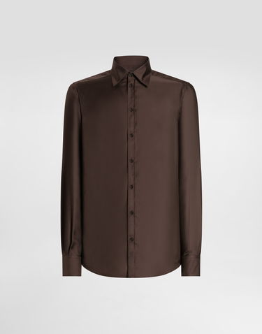 Košeľa Dolce & Gabbana Dolce & Gabbana Martini Silk Twill Shirt Hnedá | G5MM4TFU10SM1213, 0
