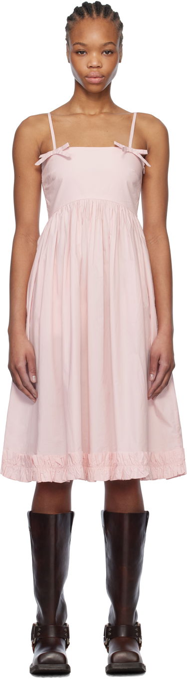 Šaty GANNI GANNI Cotton Poplin Strap Midi Dress Ružová | W0325, 0
