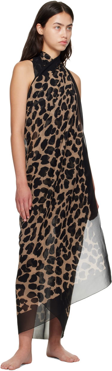 Šaty Balmain Balmain Leopard Beach Wrap Dress Hnedá | BKA202360, 3