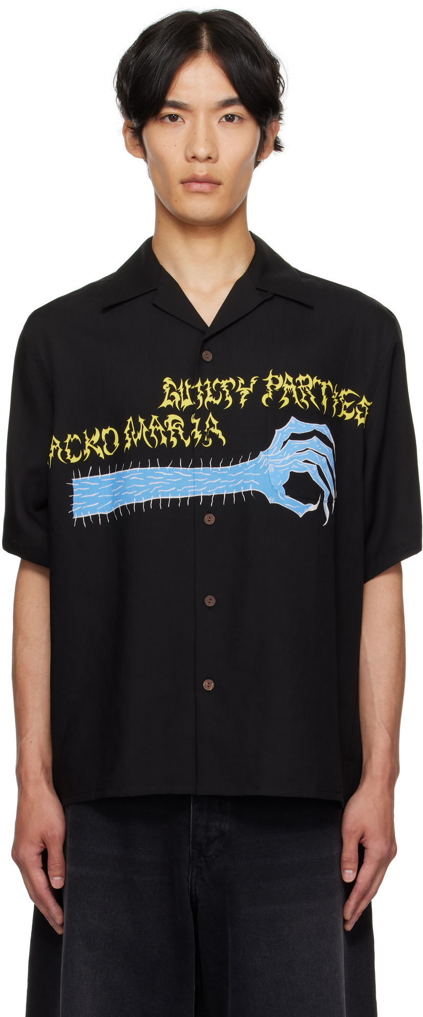 Košeľa WACKO MARIA WACKO MARIA x NECKFACE Short Sleeve Shirt Čierna | NECKFACE-WM-HI20