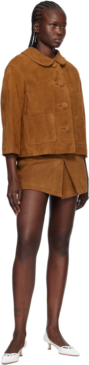 Bunda Marc Jacobs Marc Jacobs Doll Suede Peter Pan Collar Cropped 3/4 Sleeve Jacket Hnedá | 2F5RJC001W13, 3