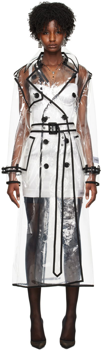 Trenčkot Dolce & Gabbana Transparent Kim Kardashian Edition Double-Breasted Trench Coat Biela | F0C2QT FUSKE, 0