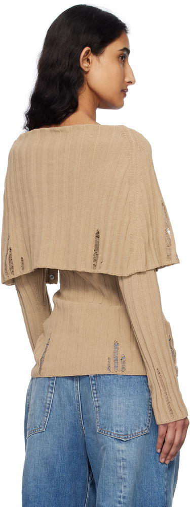 Sveter Acne Studios Acne Studios Rib-Knit Distressed Cardigan Hnedá | A60567-, 2