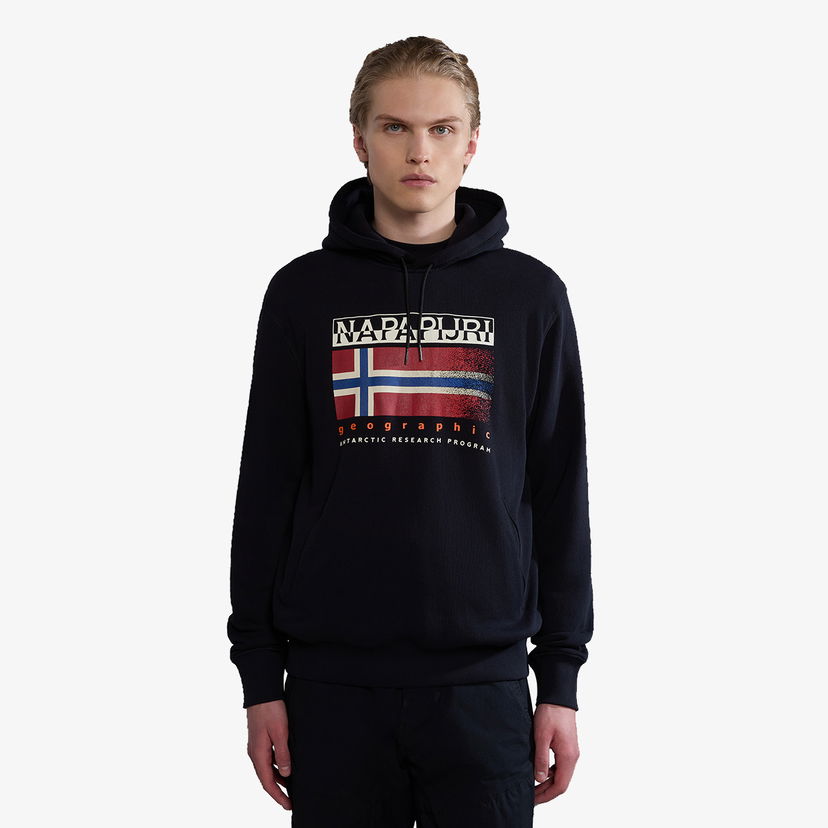 Mikina Napapijri Black Graphic Print Hoodie Čierna | NP0A4HPE0411