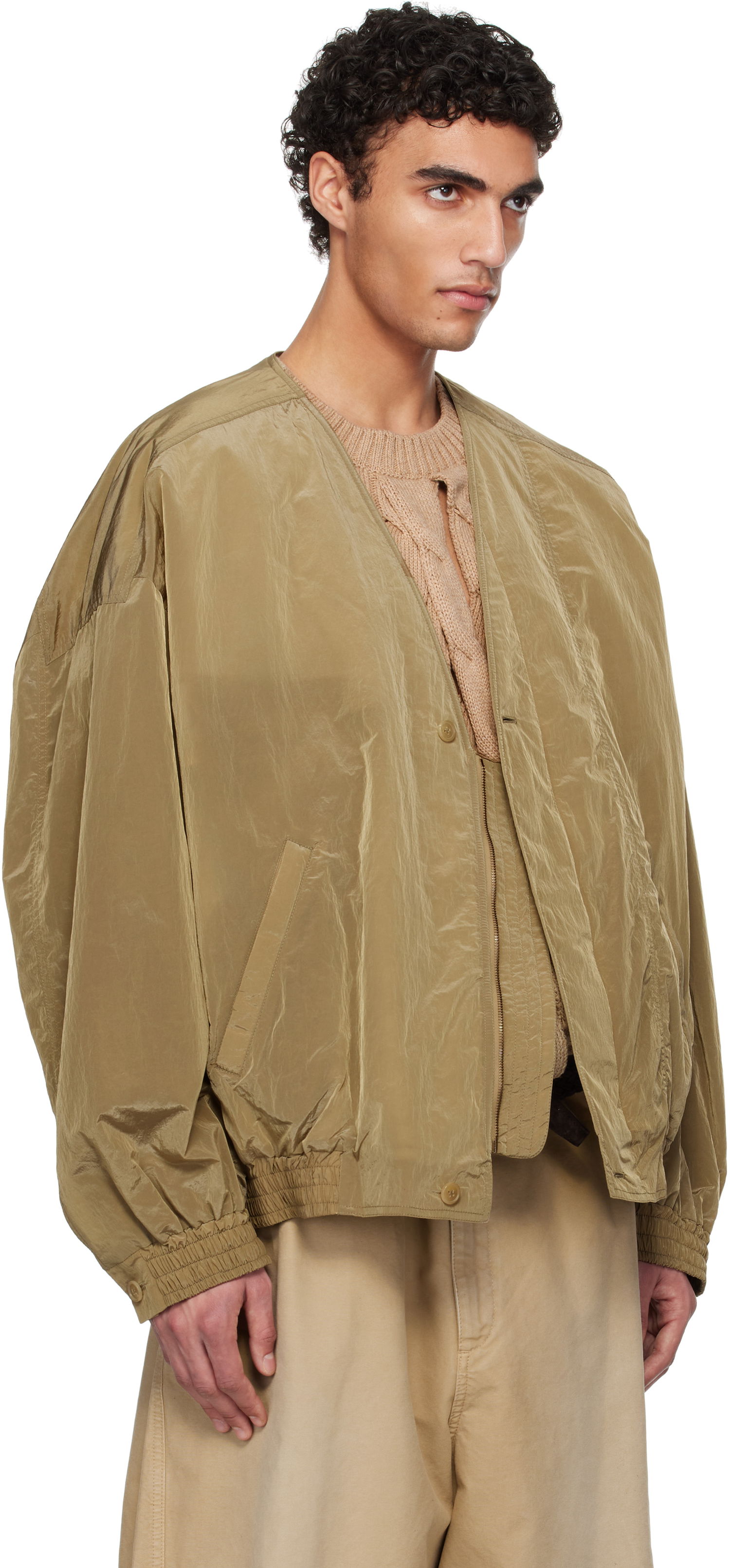 Bomber bunda HED MAYNER Hed Mayner Crinkled Taffeta Bomber Jacket Hnedá | HMMA10028A-HA156, 1