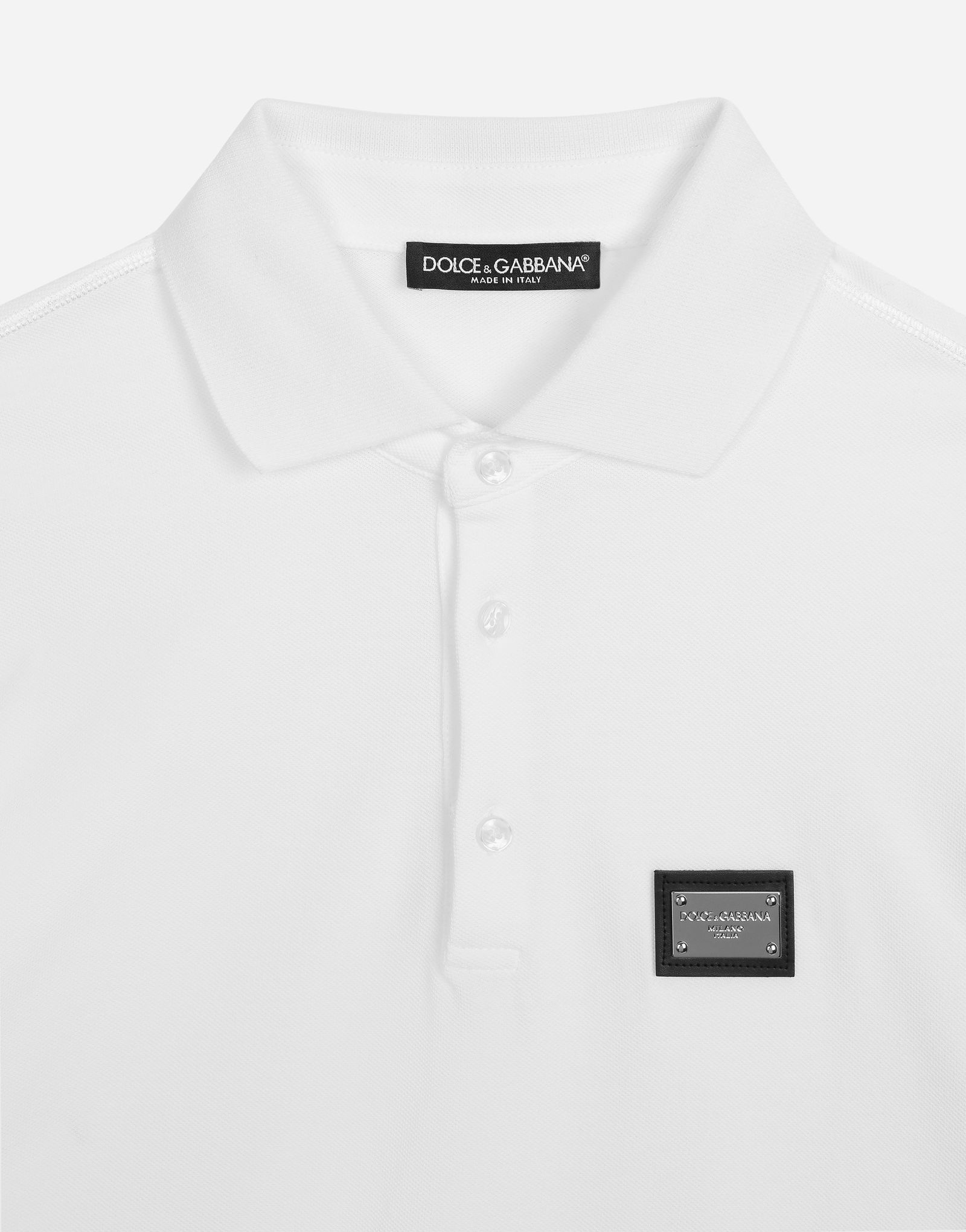 Cotton Piqué Polo-shirt With Branded Tag