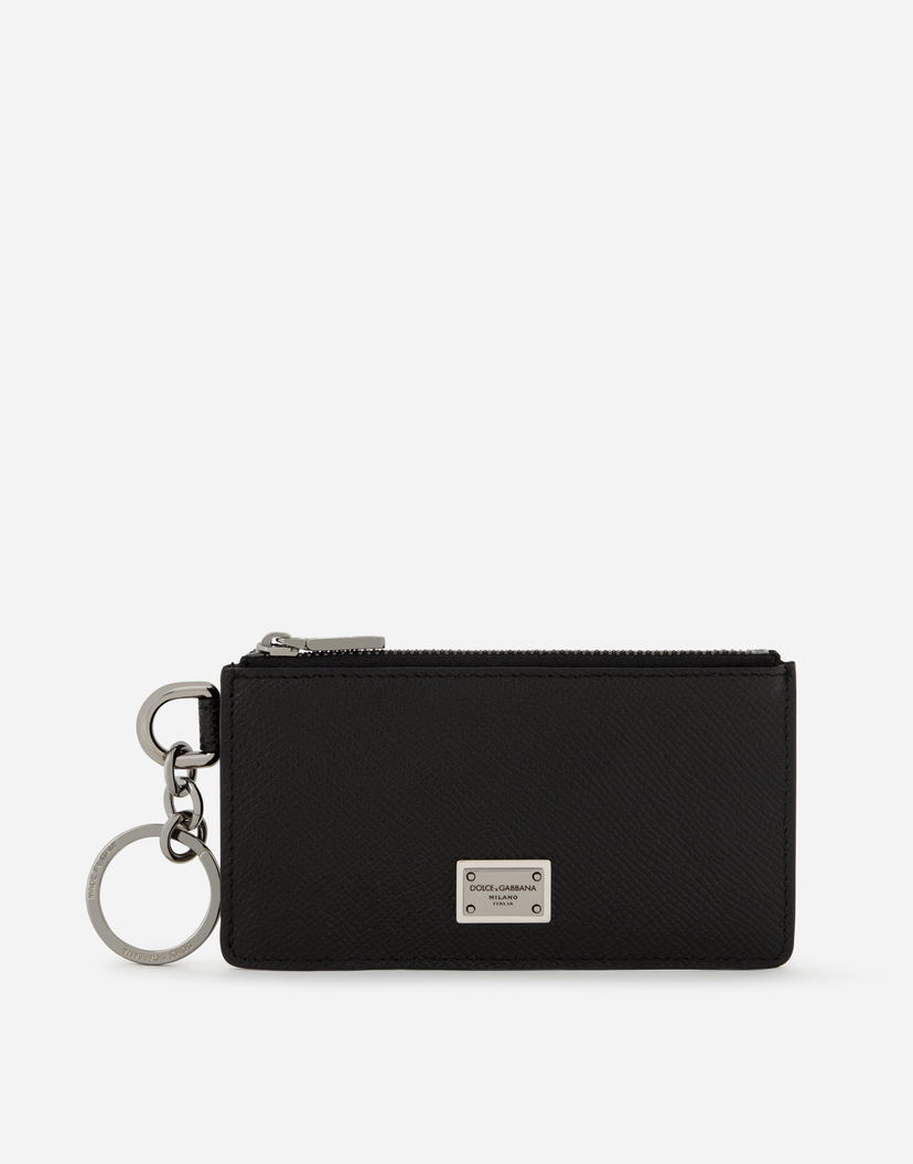 Peňaženka Dolce & Gabbana Calfskin Card Holder With Ring And Logo Tag Čierna | BP2524AG21980999