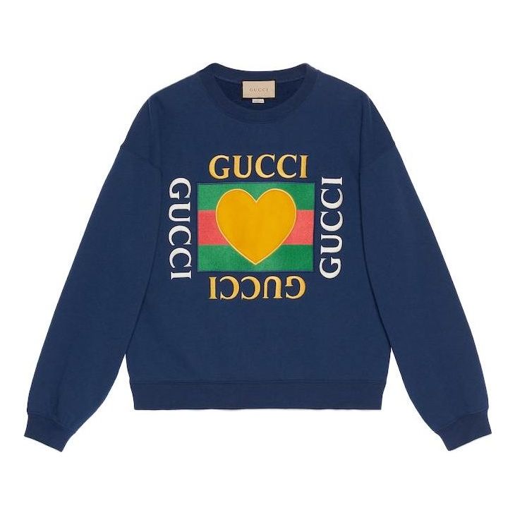 Sveter Gucci Jersey Sweatshirt With Heart Appliqué Modrá | 715919-XJFRY-4030