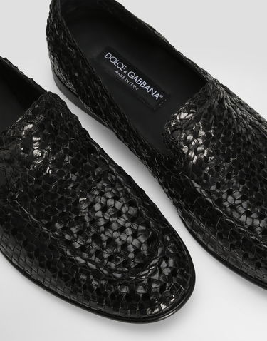 Doplnky Dolce & Gabbana Dolce & Gabbana Polished Goatskin Woven Loafers Čierna | A50481A6M7180999, 3