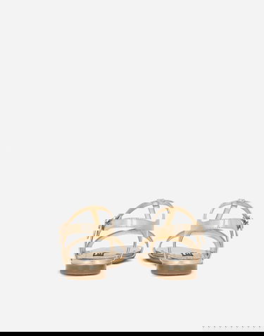 Tenisky a topánky Dolce & Gabbana Foiled Leather T-bar Flat Sandals with Buckle Fastening Metalická | D11155A543987601, 2