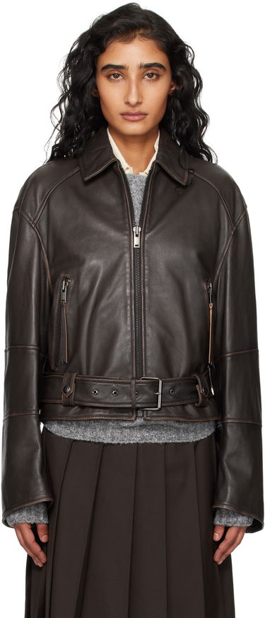 Bunda Max Mara Weekend Max Mara Egizio Leather Jacket Hnedá | 2525446011600, 0