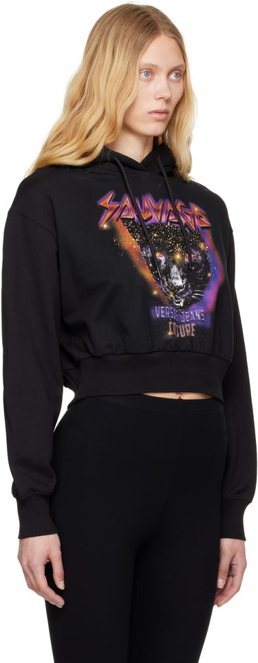 Mikina Versace Versace Jeans Couture Savage Print Cropped Hoodie Čierna | E78HAIC04_ECF00C, 1