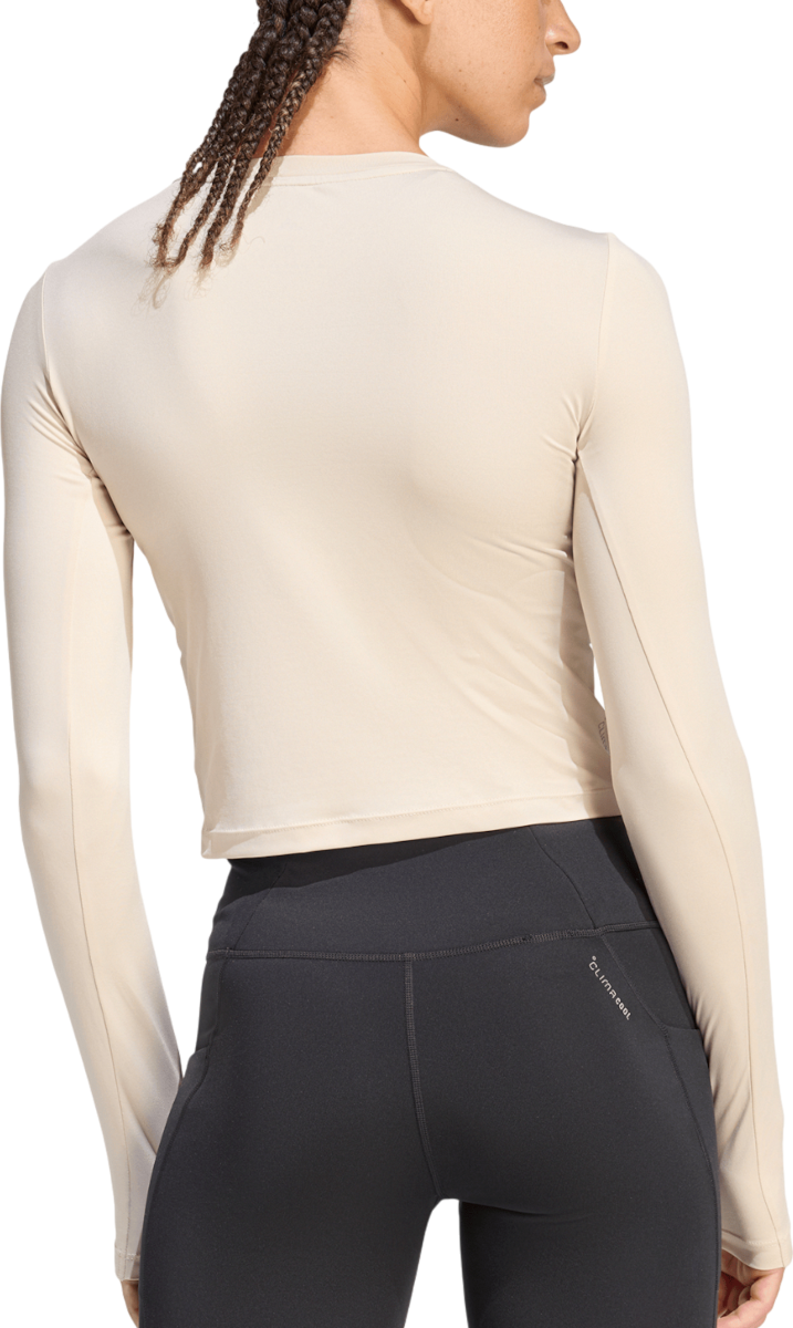 Crop Top adidas Originals Essentials Fitted Long-Sleeve Cropped Top with Thumbholes Béžová | ke8413, 1