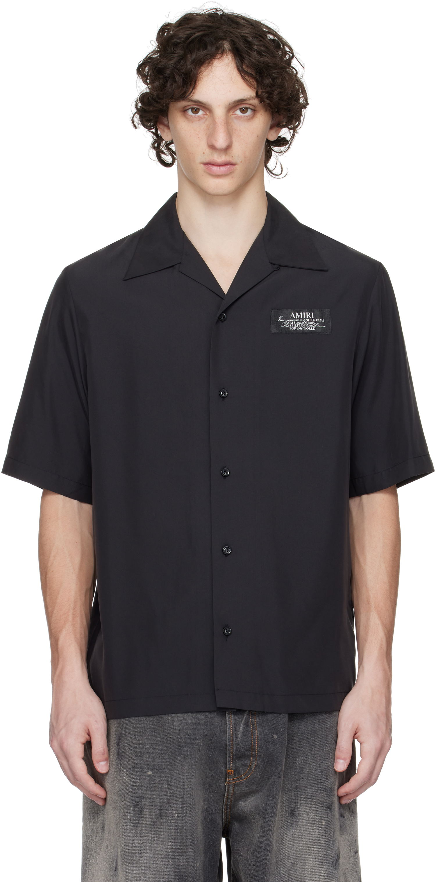Košeľa AMIRI Amiri 'Amiri Spirit' Bowling Shirt Čierna | AMSTCA1148, 0