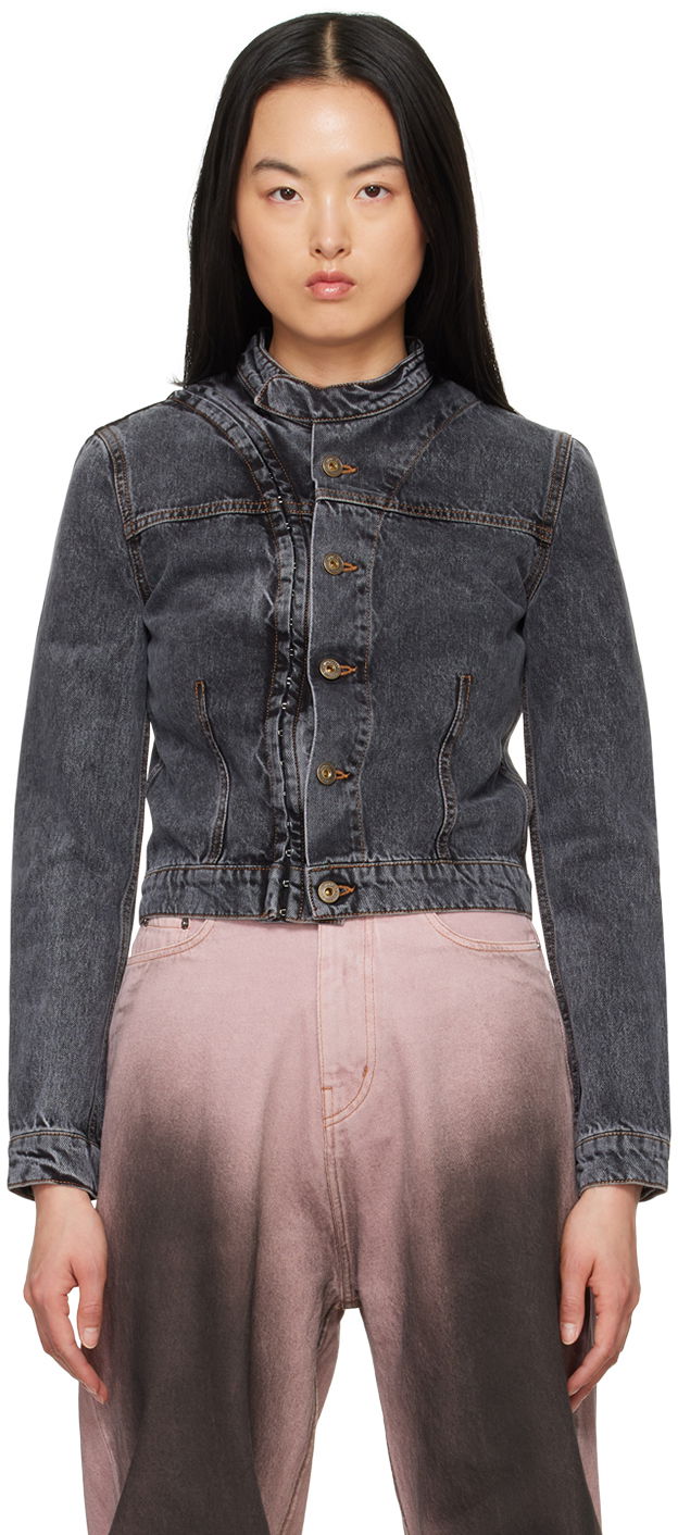 Bunda Y/PROJECT Black Hook-Eye Denim Jacket Čierna | 107JA001, 0