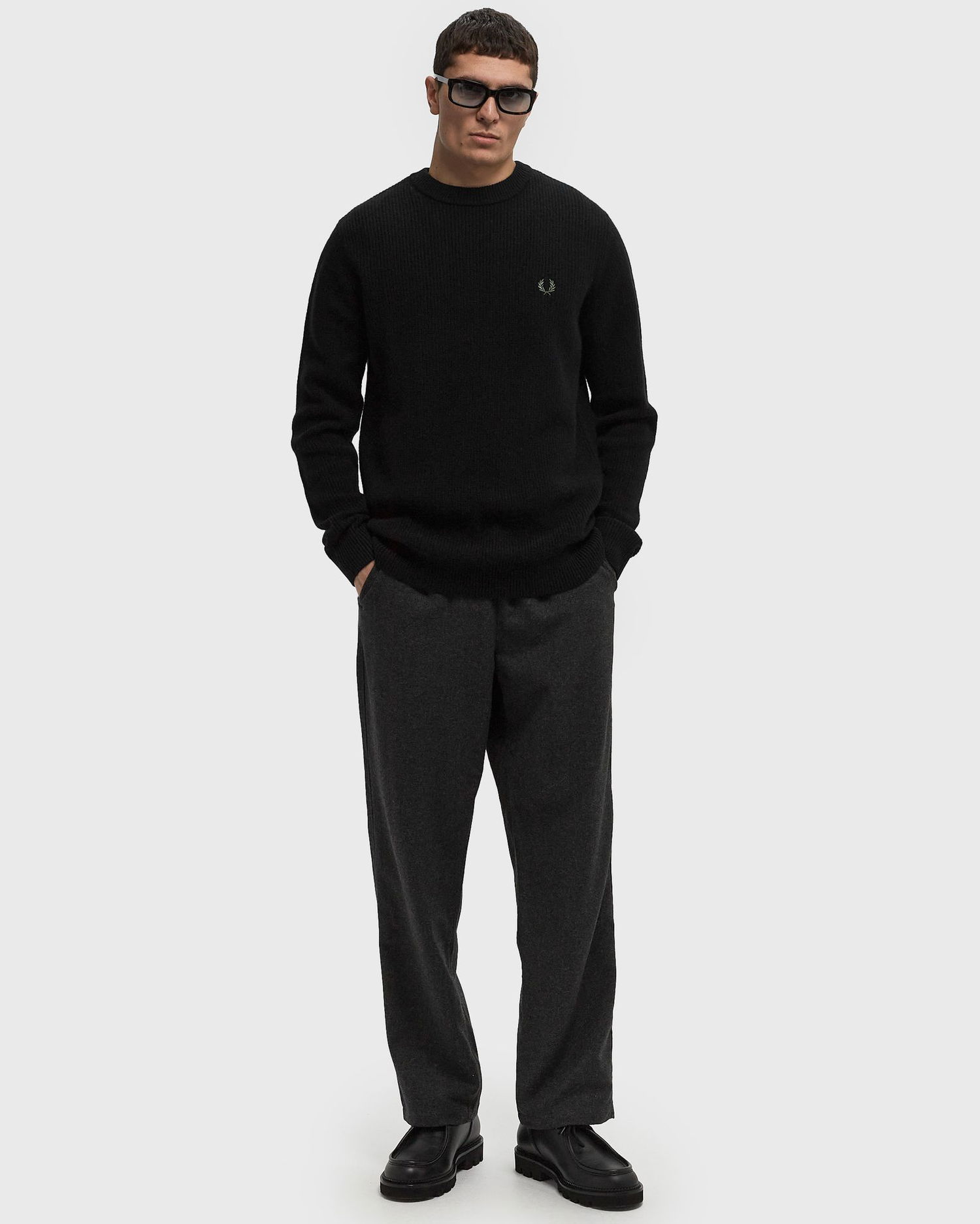 Sveter Fred Perry Lambswool Jumper Čierna | K6539-198, 1