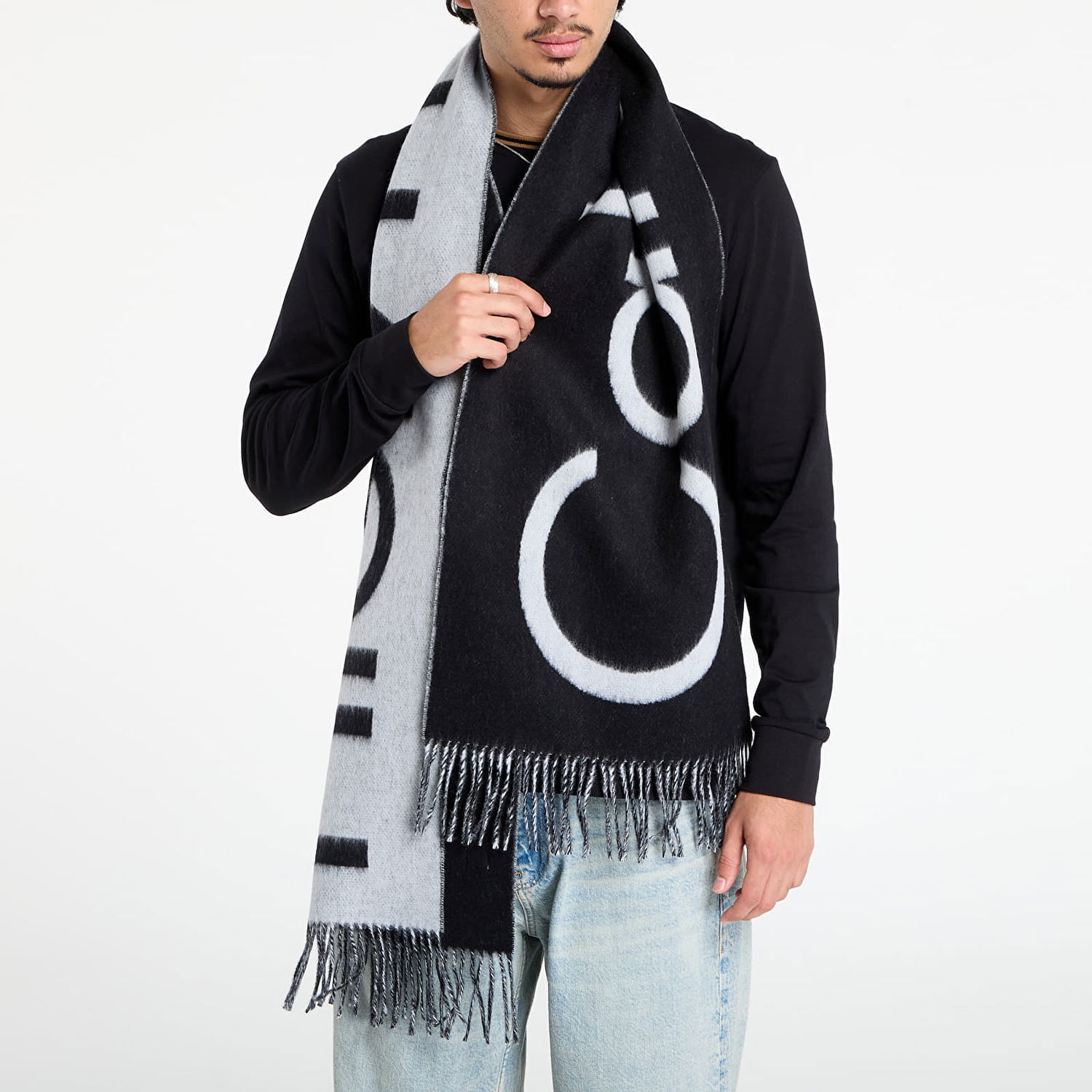 Šál CALVIN KLEIN Calvin Klein Bold Logo Brushed Scarf Šedá | LV04D8026G UB1, 1