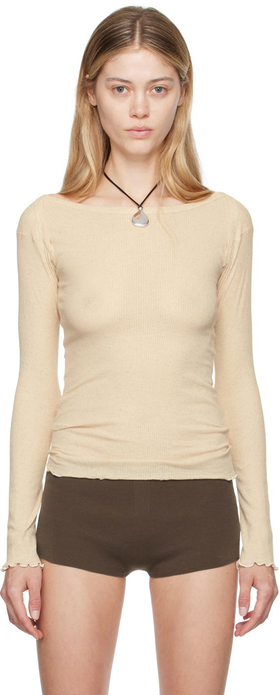Tričko Baserange Beige Disc Long Sleeve T-Shirt Béžová | TODL-CH-AU24, 0