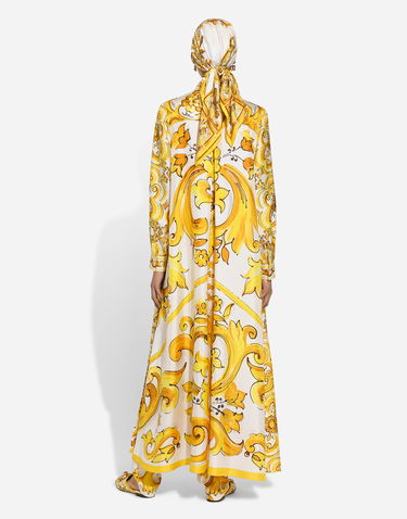 Šaty Dolce & Gabbana Silk Twill Caftan Shirt With Majolica Print Žltá | F6JDETHI1TKHG3TN, 2