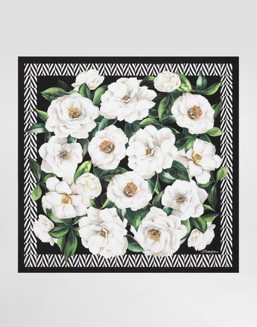 Šál Dolce & Gabbana Dolce & Gabbana Gardenia Print Silk Twill Square Scarf Čierna | FN090RGDCUGHD5JB, 0