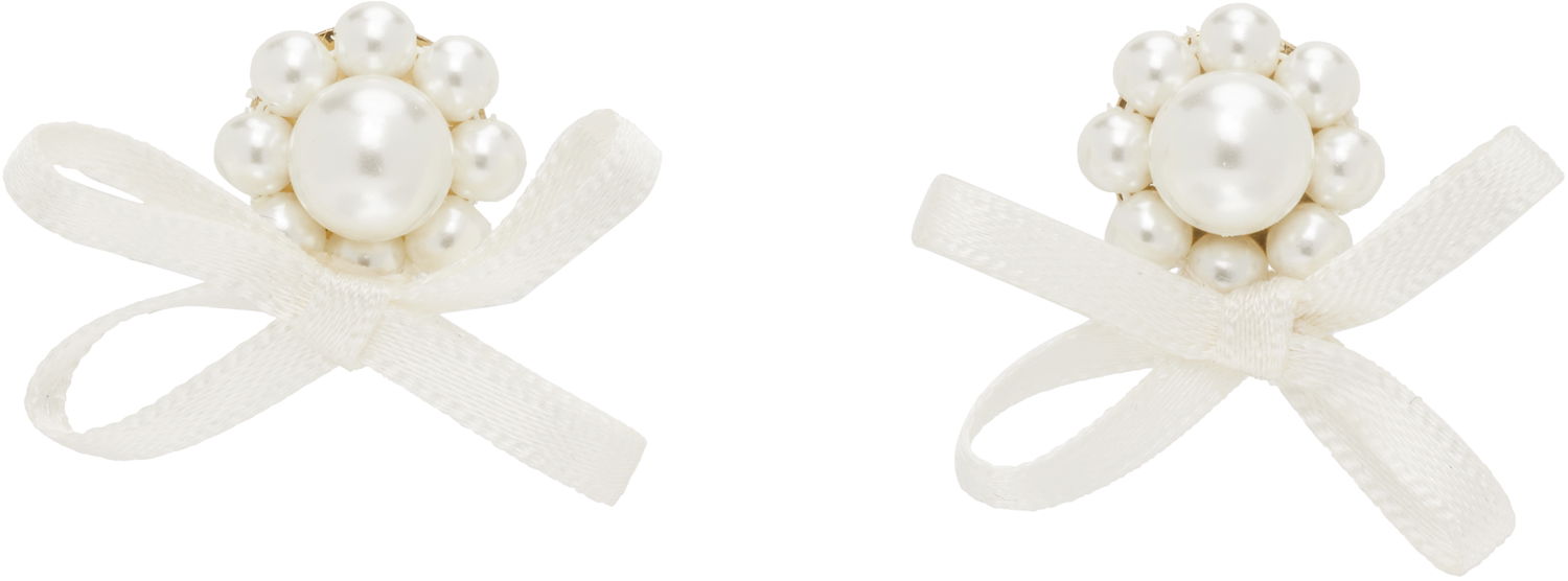 Náušnice Simone Rocha Simone Rocha Petite Bow Daisy Stud Earrings Biela | ERG552 0904, 0