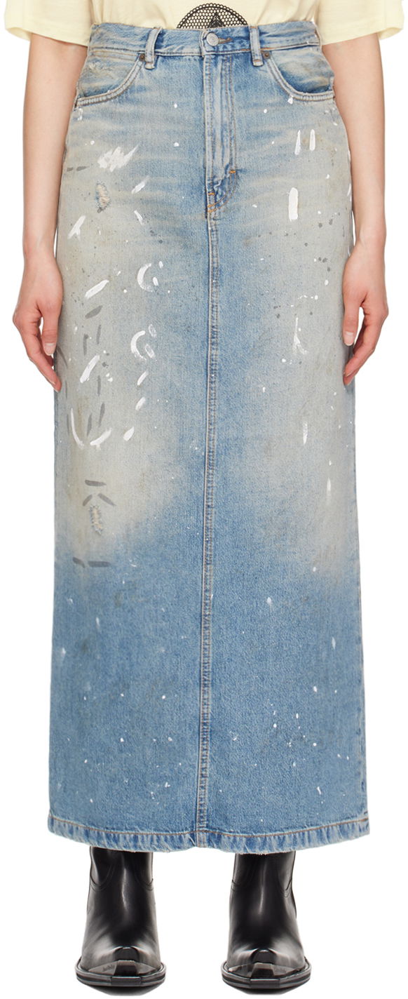 Sukňa Acne Studios Acne Studios Paint Splatter Denim Maxi Skirt Modrá | AF0426-, 0