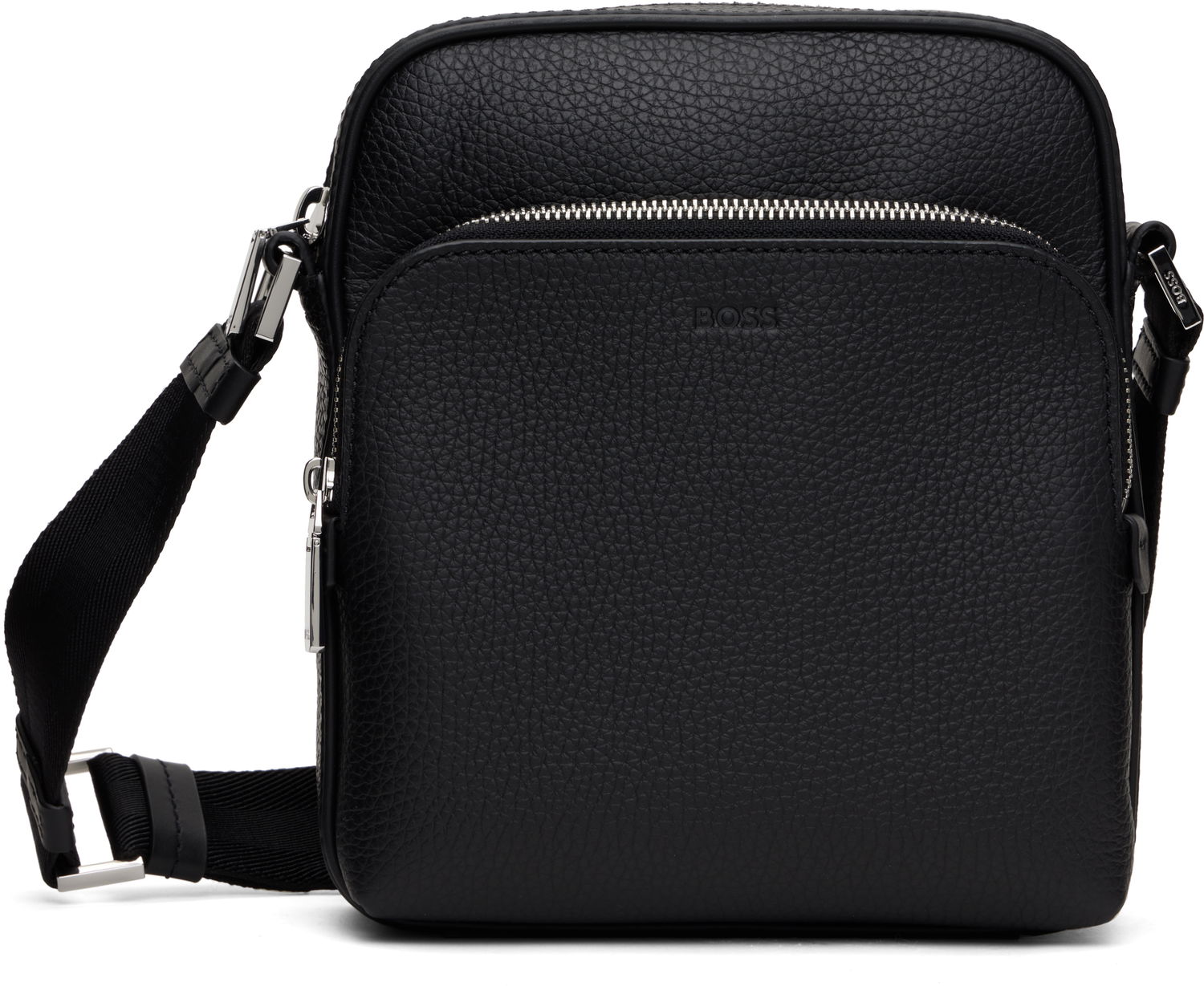 Taška cez rameno BOSS BOSS Grained Leather Reporter Bag Čierna | 50536134, 0