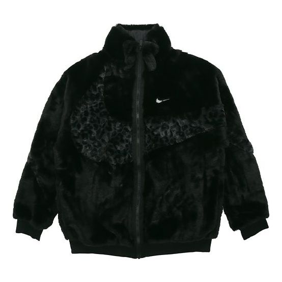 Bunda Nike Sportswear Swoosh Faux Fur Jacket Čierna | DH6685-010