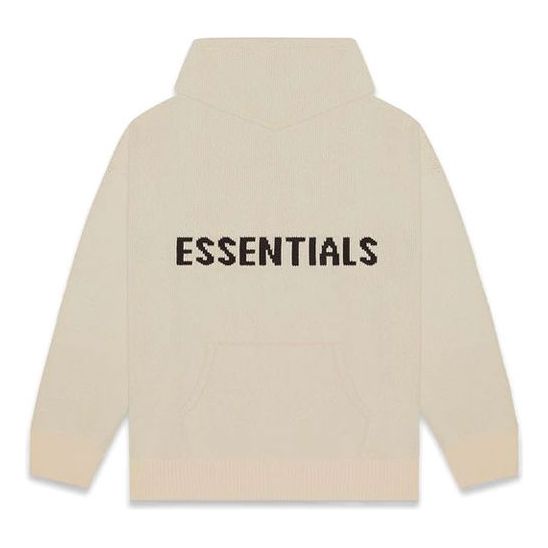 Sveter Fear of God Essentials Knit Logo Hoodie Béžová | FOG-FW20-335