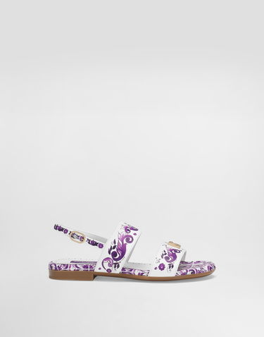 Doplnky Dolce & Gabbana Dolce & Gabbana Majolica Print Calfskin Sandals Biela | D10819A1114I03TN, 0