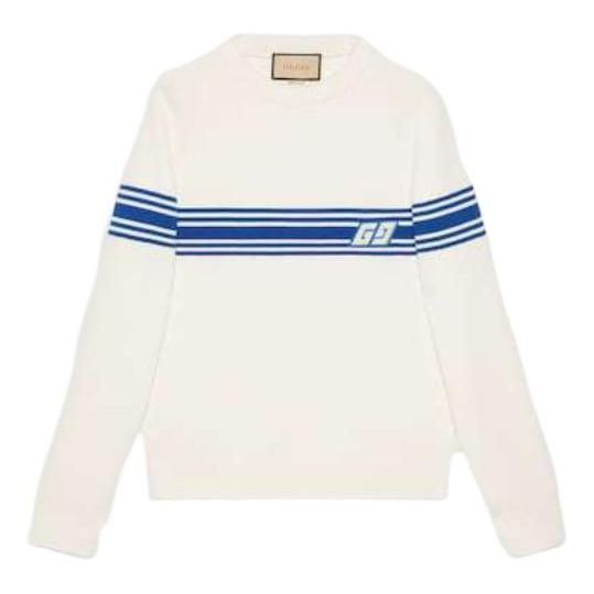 Sveter Gucci Knit Wool Sweater With Square GG Biela | 763398-XKDO1-9174
