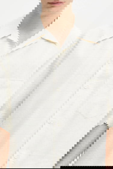 Košeľa Wales Bonner Wales Bonner Highlife Relaxed Fit Short Sleeve Bowling Shirt with Subtle Check Béžová | MS25SH08.VI02.0959, 3