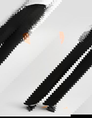 Nohavice Dolce & Gabbana High-Waisted Pleated Cuffed Wide-Leg Wool Gabardine Trousers Čierna | FTBM0TFU2OWN0000, 3