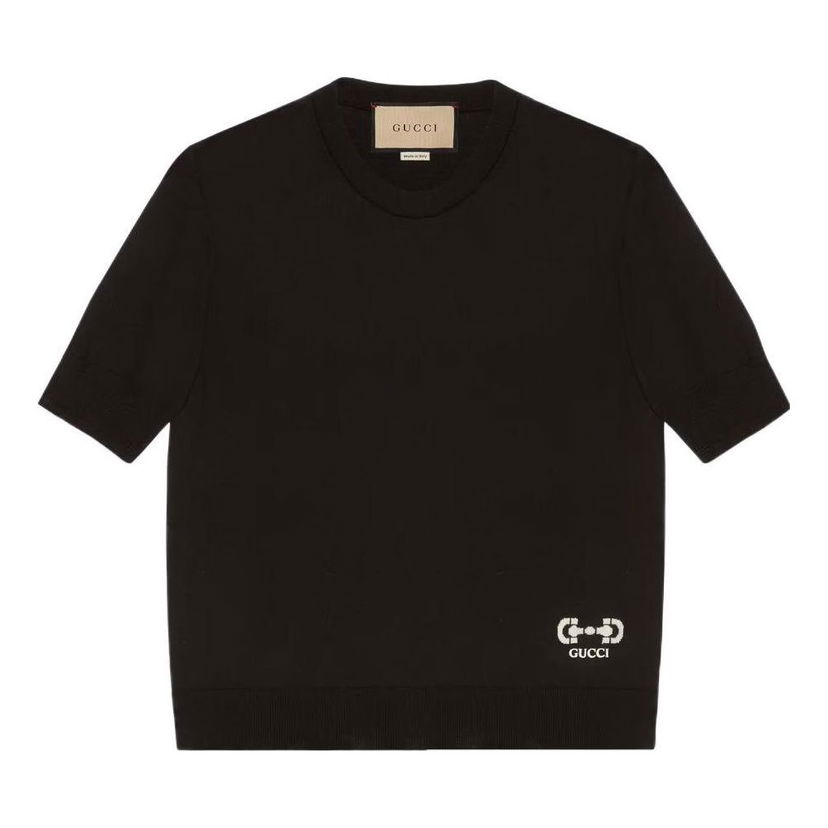 Sveter Gucci Fine Wool Top with Horsebit Intarsia Čierna | 731061-XKCZ3-1043