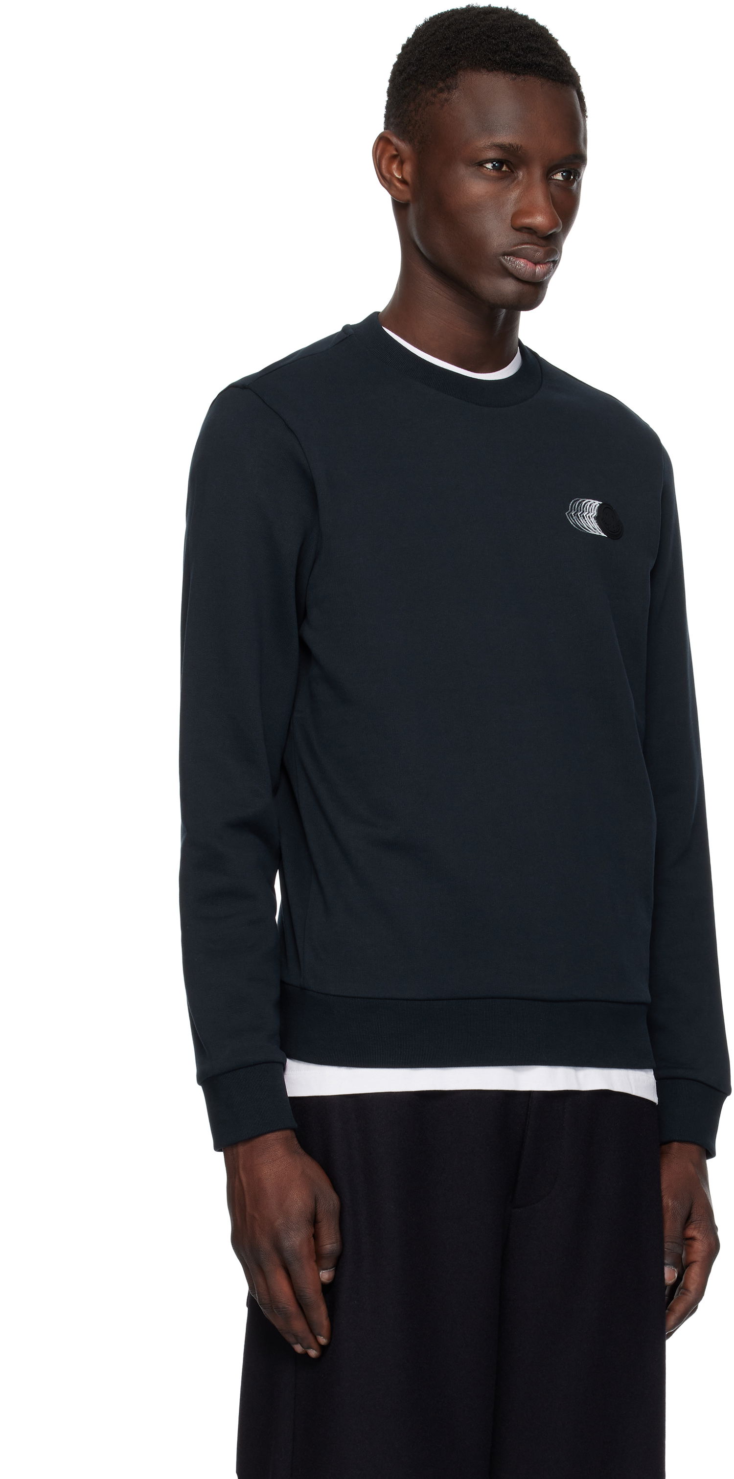 Sveter Moncler Moncler Faded Logo Cotton Sweatshirt Navy | K10918G00039809KR, 1