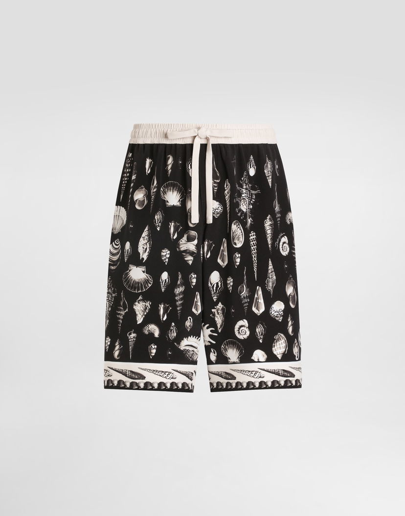Šortky Dolce & Gabbana Dolce & Gabbana Shell-Print Crêpe Shorts Čierna | GV37ATHI1ZFHN5PI