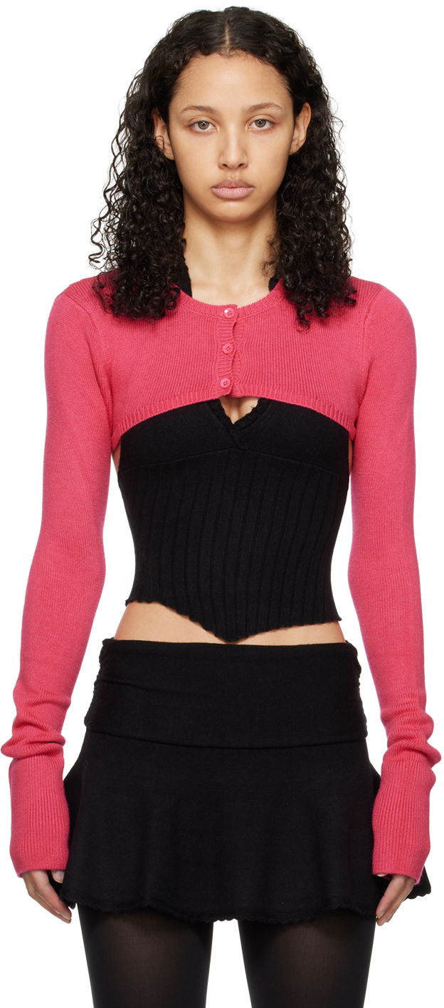 Sveter GUIZIO Guizio Micro Cropped Cardigan Ružová | R24610S003, 0